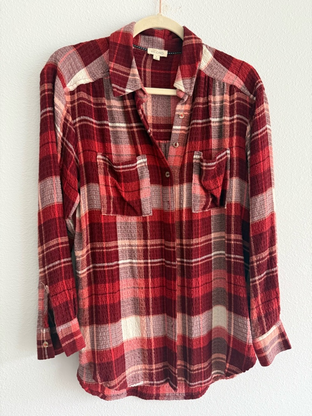 Anthropologie Pilcro Red Plaid Button-Down Shirt
